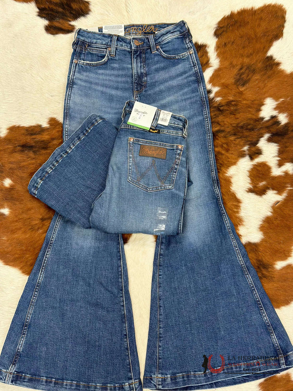 VAQUEROS ACAMPANADOS AZULES CLÁSICOS WRANGLER PARA MUJER 1011MPFKP