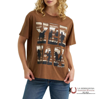 WOMEN'S WRANGLER RETRO GIRLFRIEND T-SHIRT BROWN YEEHAW 112366374