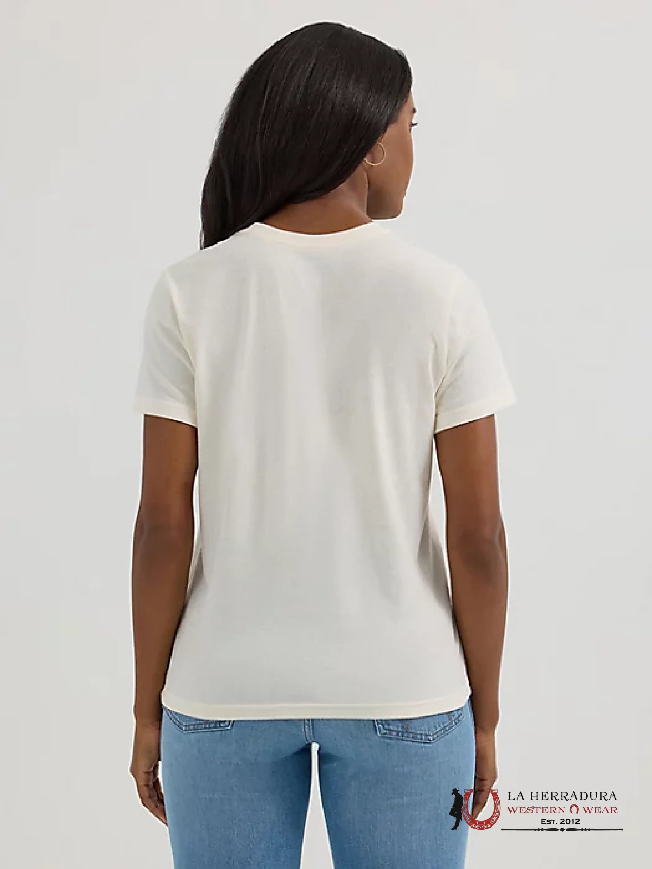WOMEN’S WRANGLER RETRO GIRLFRIEND T-SHIRT Wrangler White With Cowgirl Short Sleeve Shirt - 1952 ROPA MUJERES
