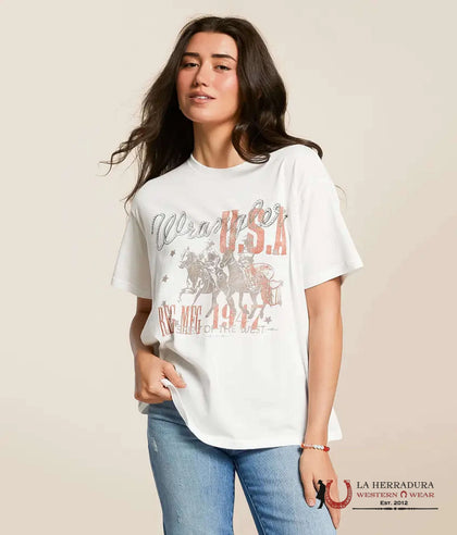 WOMEN'S WRANGLER RETRO GIRLFRIEND T-SHIRT WHITE REG MEG 1947 SPIRIT OF THE WEST 112361887