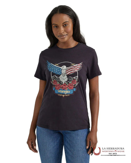 WOMEN'S WRANGLER RETRO T-SHIRT AMERICAN FLAGE EGAL ROSSES 112354380
