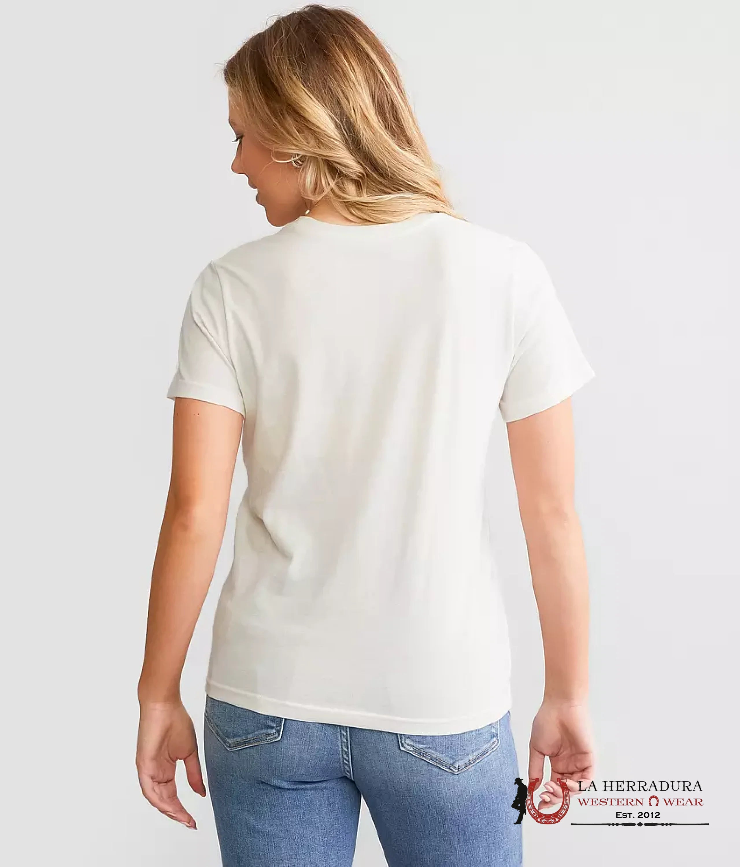 WOMEN’S WRANGLER RETRO T-SHIRT WHITE RED BRONC RIDER 112344166 ROPA MUJERES