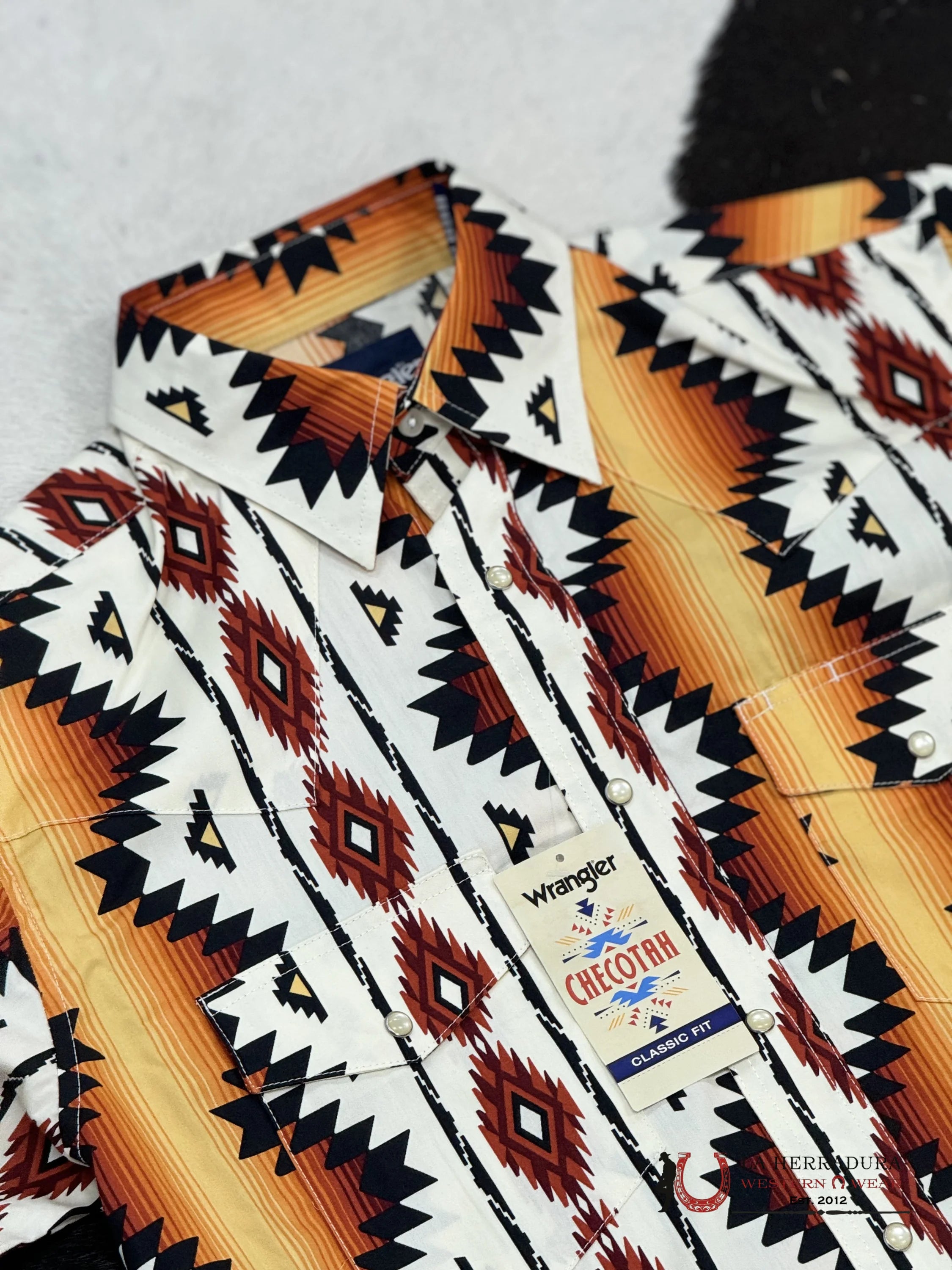 Wrangler Aztec Orange Long Sleeve Ropa Hombres