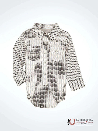 WRANGLER BABY BOY'S LONG SLEEVE WESTERN SNAP BODYSUIT BROWN WAVES
