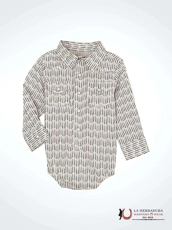 WRANGLER BABY BOY'S LONG SLEEVE WESTERN SNAP BODYSUIT BROWN WAVES