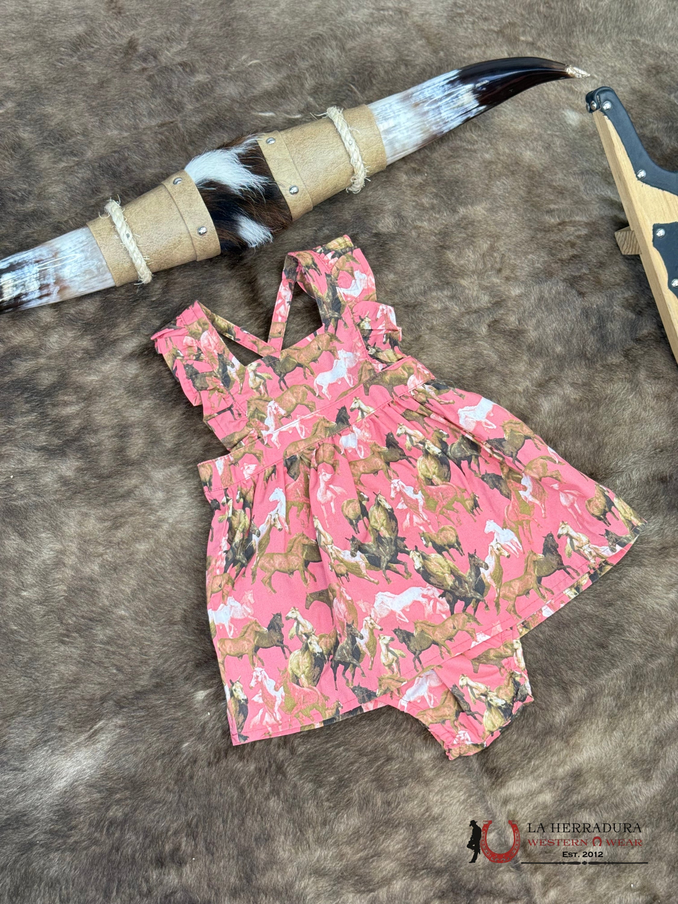 WRANGLER Baby Girl Dress Pink With Horse Print NIÑOS