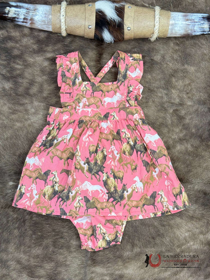 WRANGLER Vestido de niña rosa con estampado de caballo 112364313