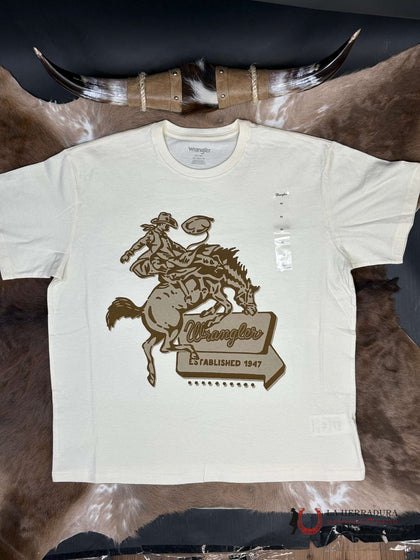 WRANGLER BEIGE WITH COWBOY DESIGN SHORT SLEEVE SHIRT - 1893