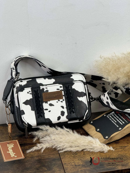 WRANGLER BANDOLERA PEQUEÑA CON ESTAMPADO DE VACA NEGRO
