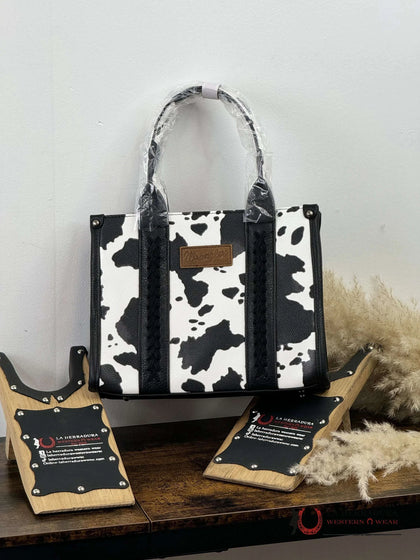 WRANGLER BLACK COW PRINT HAND BAG