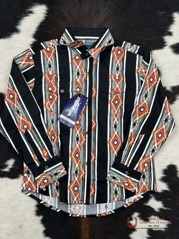 WRANGLER NEGRA NARANJA AZTECA MANGA LARGA CON BOTONES DE PRESIÓN 112318650
