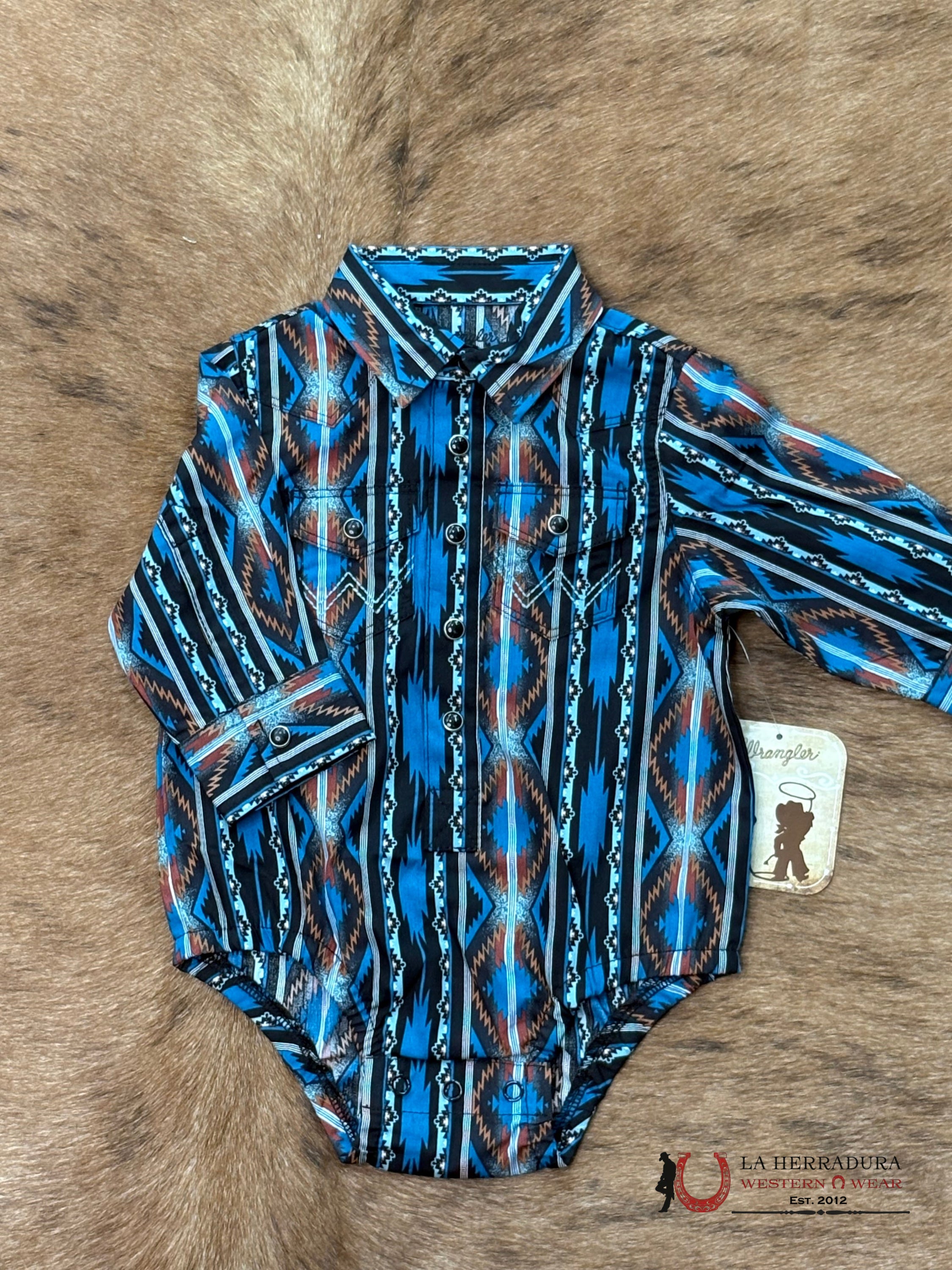 WRANGLER BLUE AZTEC PRINT LONG SLEEVE- 112367737 NIÑOS