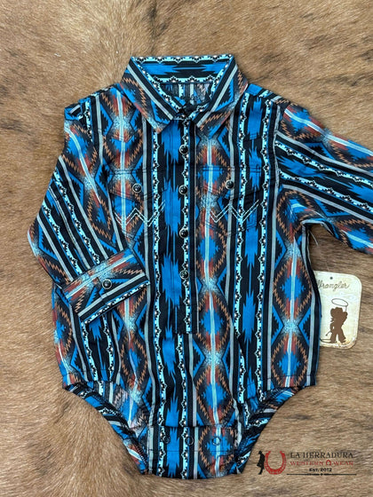 CAMISA MANGA LARGA WRANGLER AZUL CON ESTAMPADO AZTECA- 112367737