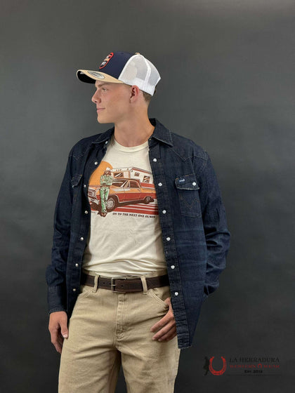 WRANGLER BLUE JEAN SNAP LONG SLEEVE