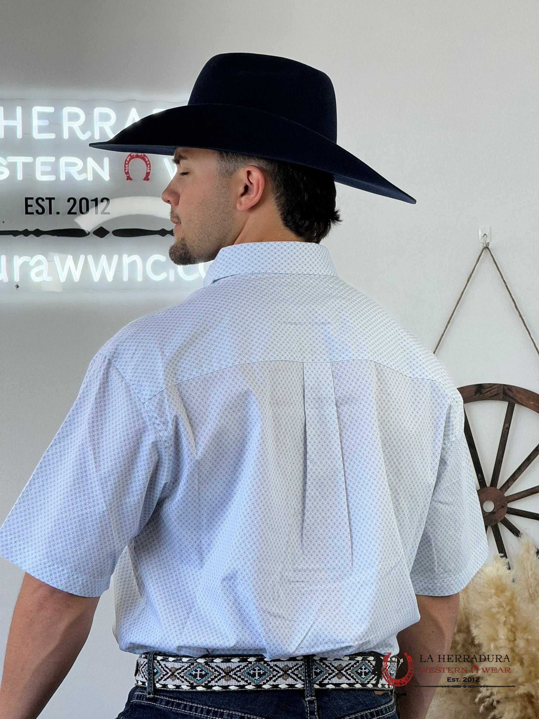 Wrangler Blue Moth Print Short Sleeve Shirt Ropa Hombres