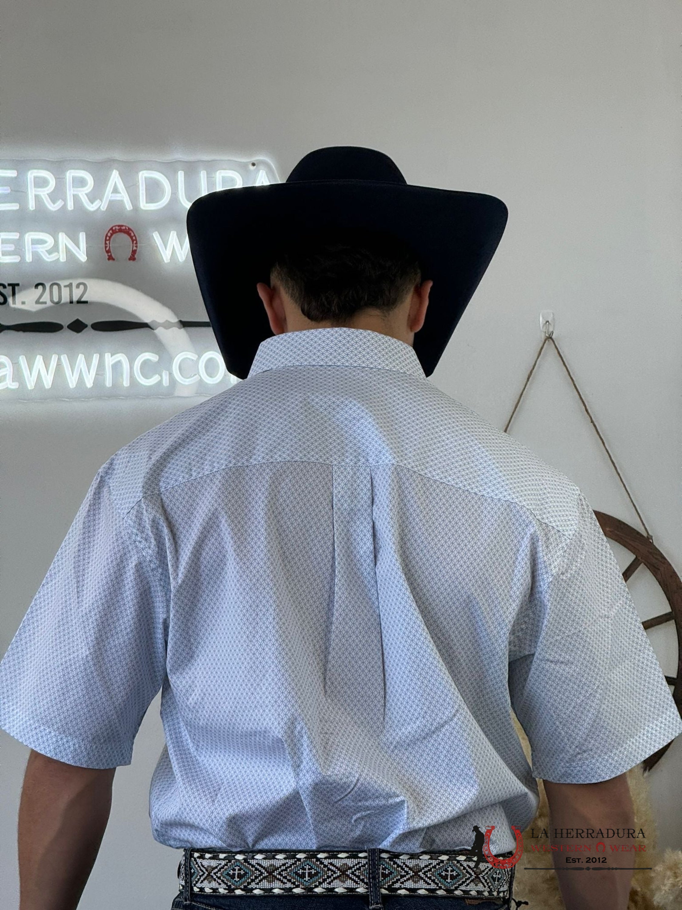 Wrangler Blue Moth Print Short Sleeve Shirt Ropa Hombres