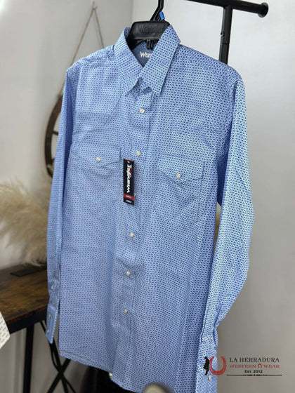 WRANGLER BLUE PRINT LONG SLEEVE SHIRT