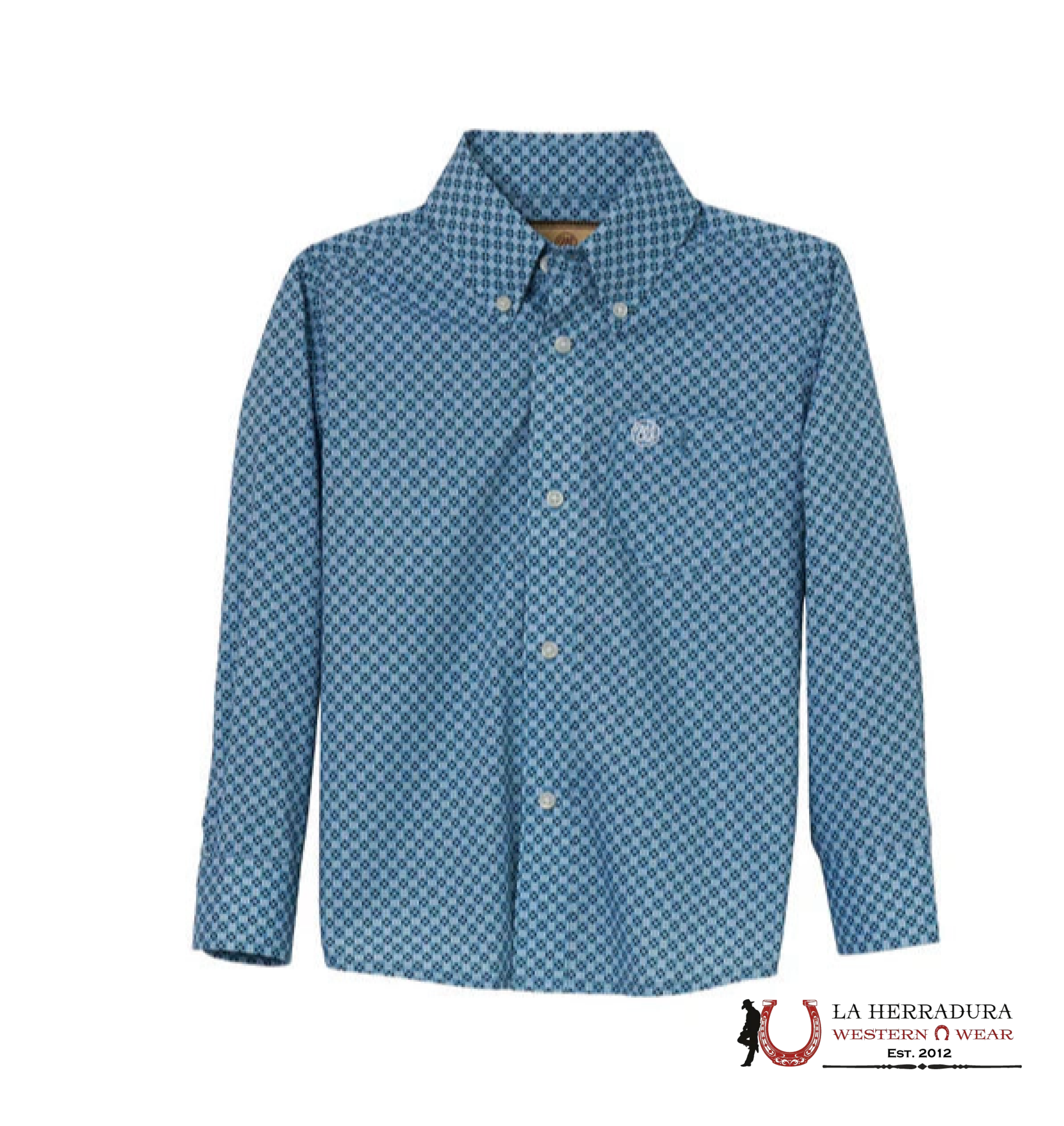 Wrangler Blue With Western Print Long Sleeve Boys 112344423 NIÑOS