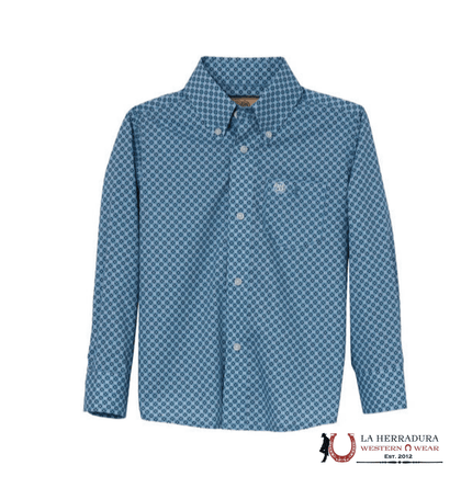 Wrangler Blue With Western Print Long Sleeve Boys 112344423