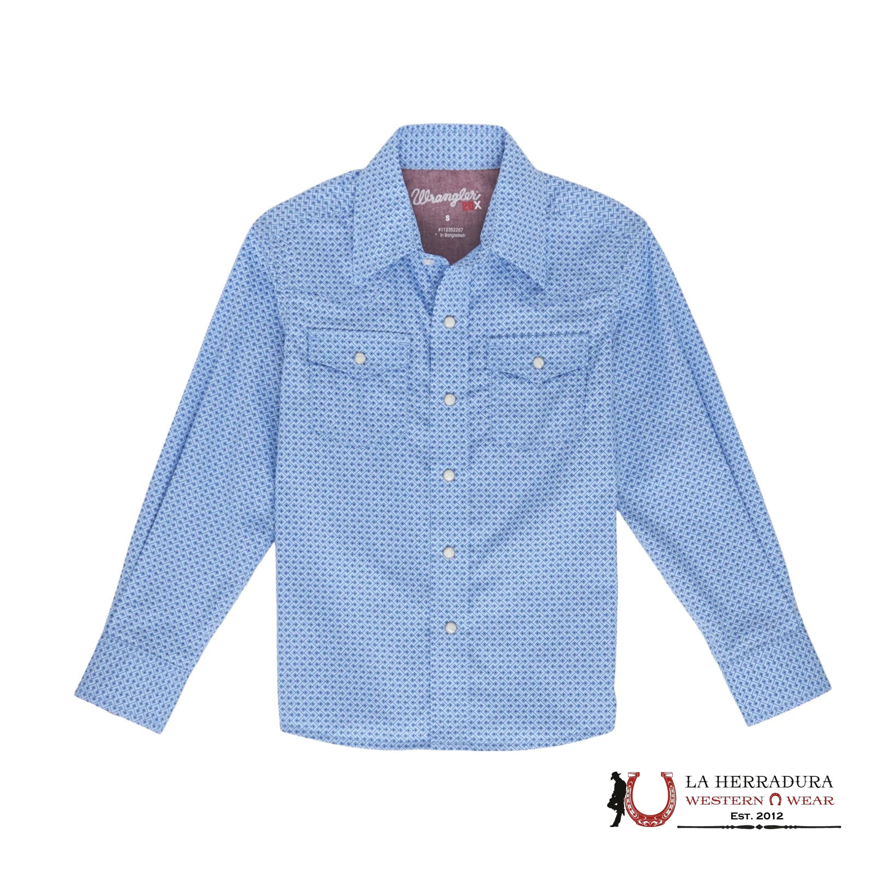 Wrangler Blue With Western Print Long Sleeve Boys 112352267 NIÑOS
