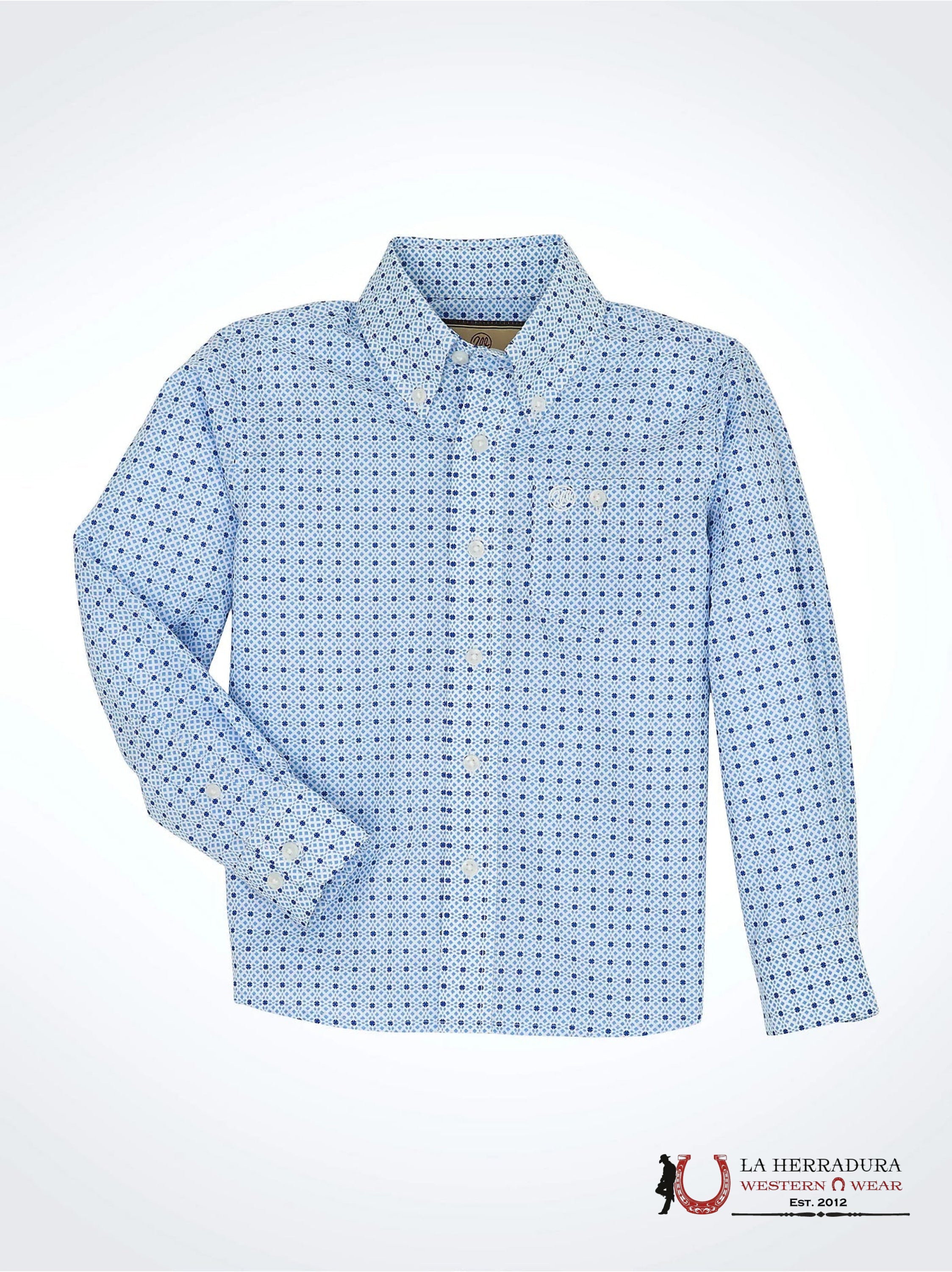 Wrangler Blue With Western Print Long Sleeve Boys 112359457 NIÑOS