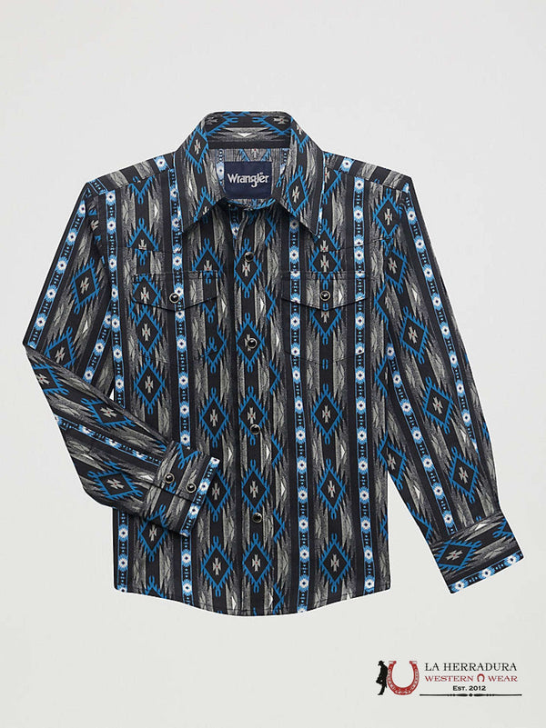 WRANGLER NIÑOS NEGRO AZUL CHECOTAH MANGA LARGA 112356535