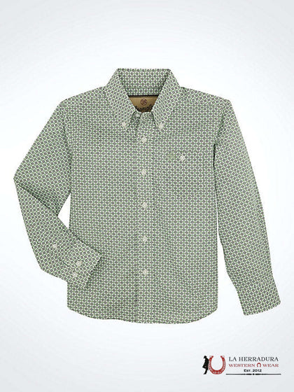 WRANGLER BOY'S CLASSIC BUTTON-DOWN PRINT SHIRT Olive Green 112359458