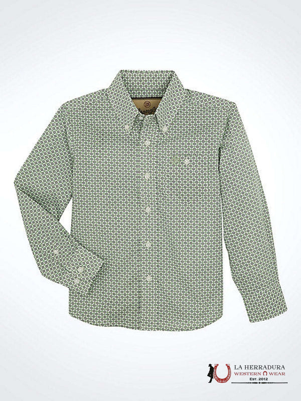 CAMISA ESTAMPADA CLÁSICA DE BOTONES WRANGLER PARA NIÑO Verde oliva 112359458