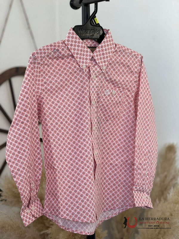 CAMISA WRANGLER DE MANGA LARGA CON ESTAMPADO NARANJA PARA NIÑOS 6232