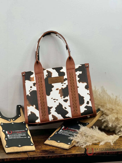 WRANGLER BROWN COW PRINT HAND BAG