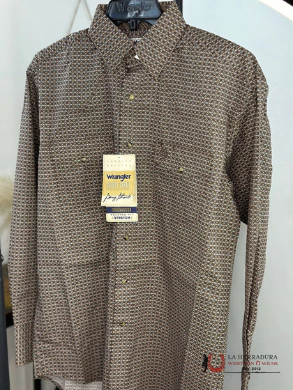 WRANGLER BROWN PRINT SNAP LONG SLEEVE SHIRT - 112352746