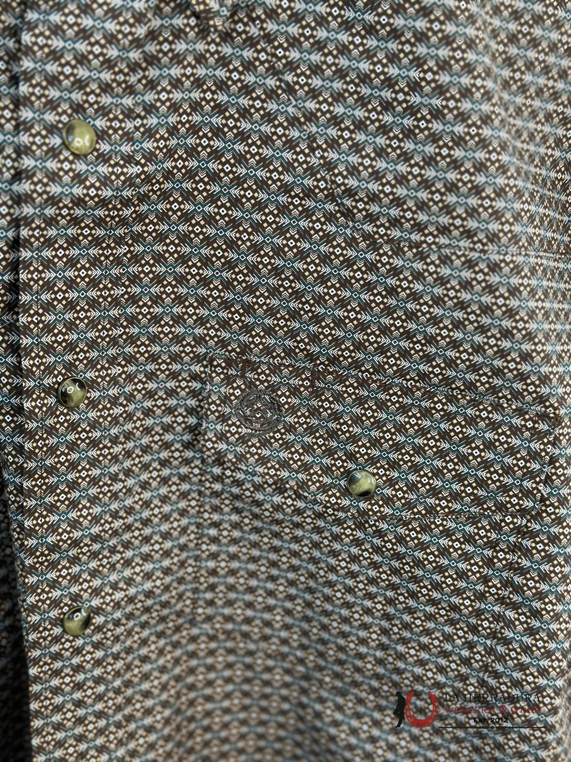 Wrangler Brown Print Snap Long Sleeve Shirt Ropa Hombres