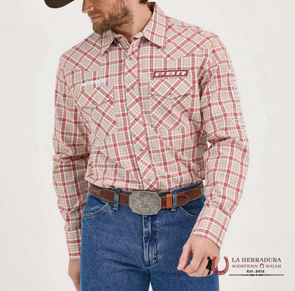 CAMISA WRANGLER DE MANGA LARGA PBR MARRÓN/ROJA - 112365769