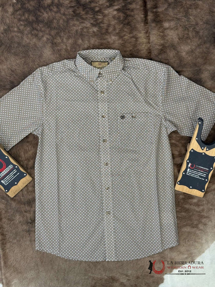 WRANGLER BROWN SHORT SLEEVE WESTERN PRINT MENS- 112366982