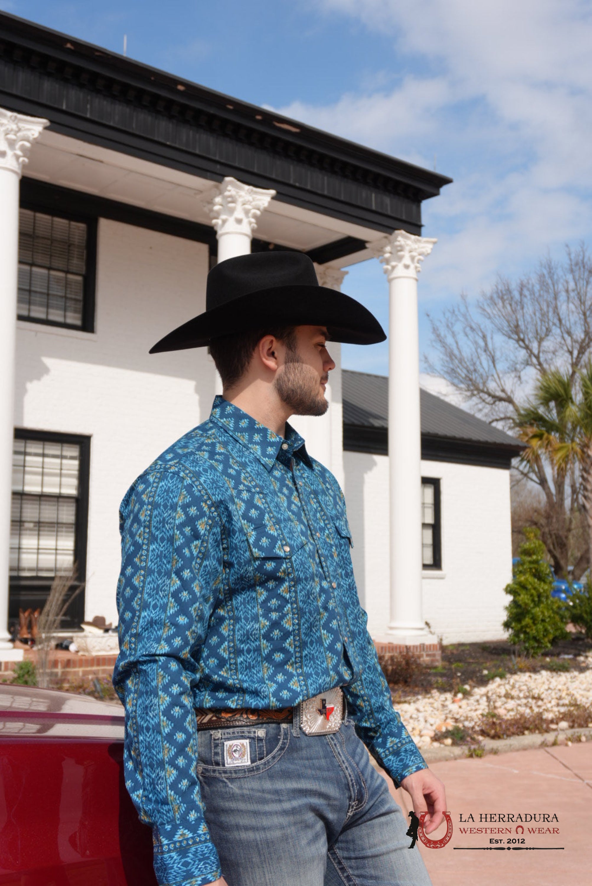 Wrangler Classic Fit Checotah Deep Lake Western Snap - 9440 ROPA HOMBRES