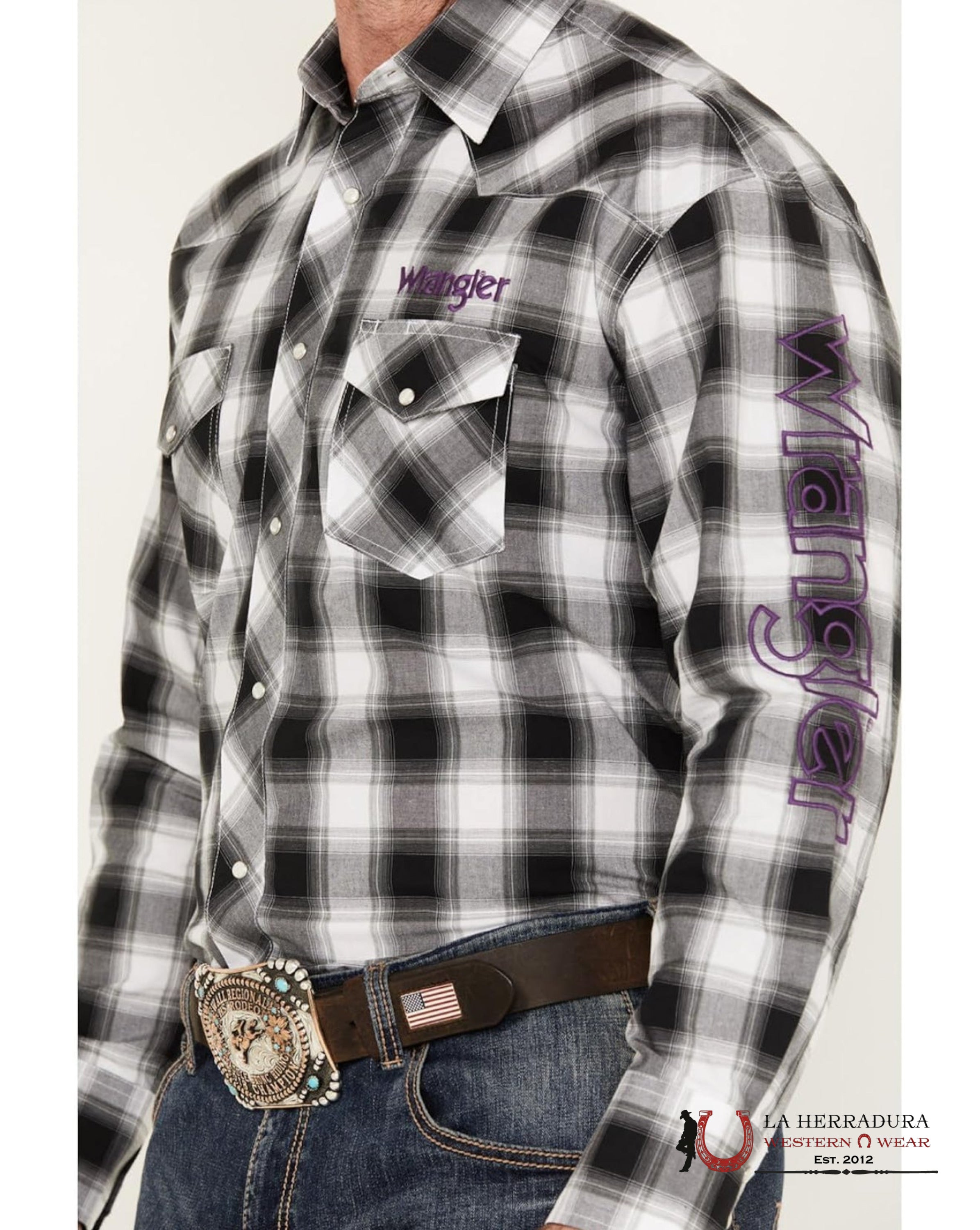 WRANGLER CLASSIC FIT LONG SLEEVE BLACK/PURPLE 7777 ROPA HOMBRES
