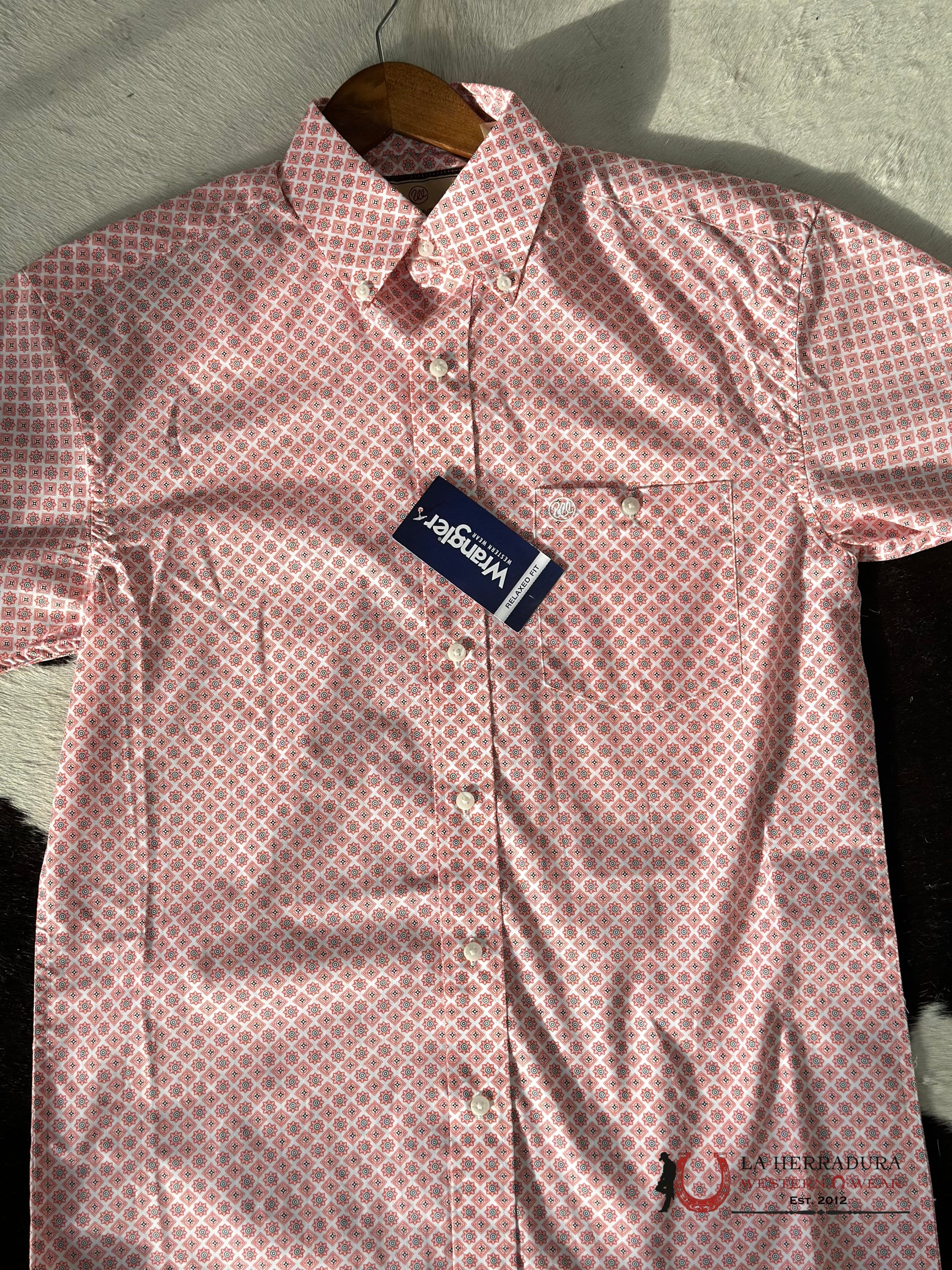 Wrangler Classic Orange Foil Button Short Sleeve Shirt 6076 Ropa Hombres