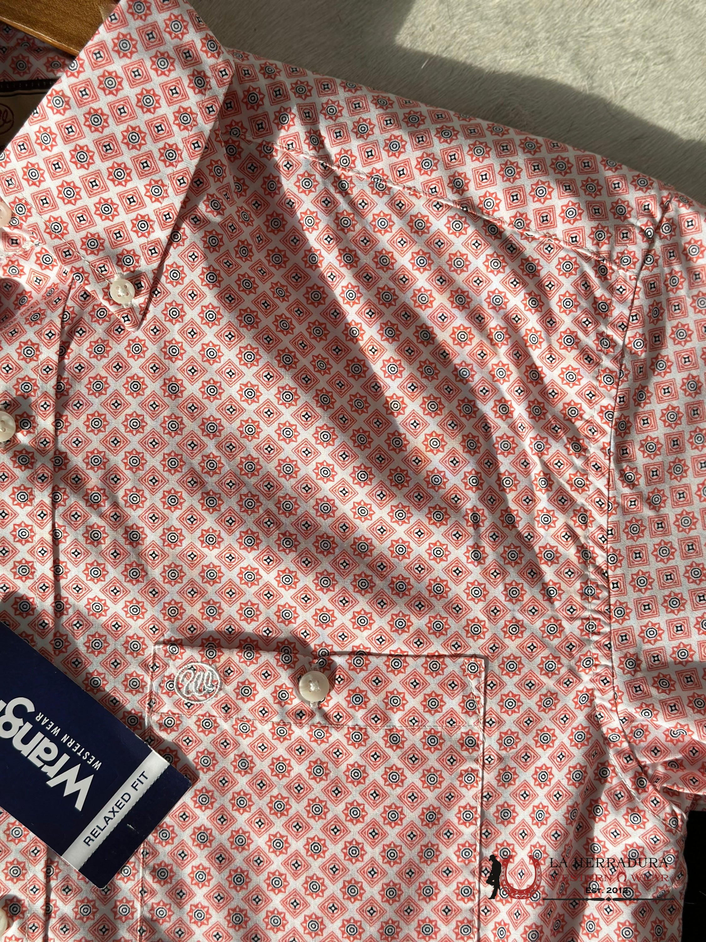 Wrangler Classic Orange Foil Button Short Sleeve Shirt 6076 Ropa Hombres