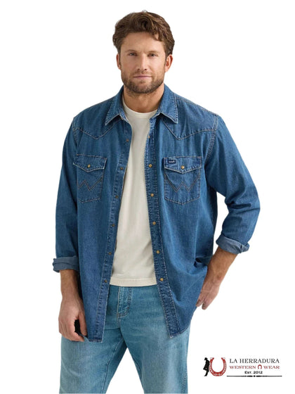 WRANGLER COWBOY CUT® WORK WESTERN RIGID DENIM LONG SLEEVE SHIRT 112361701