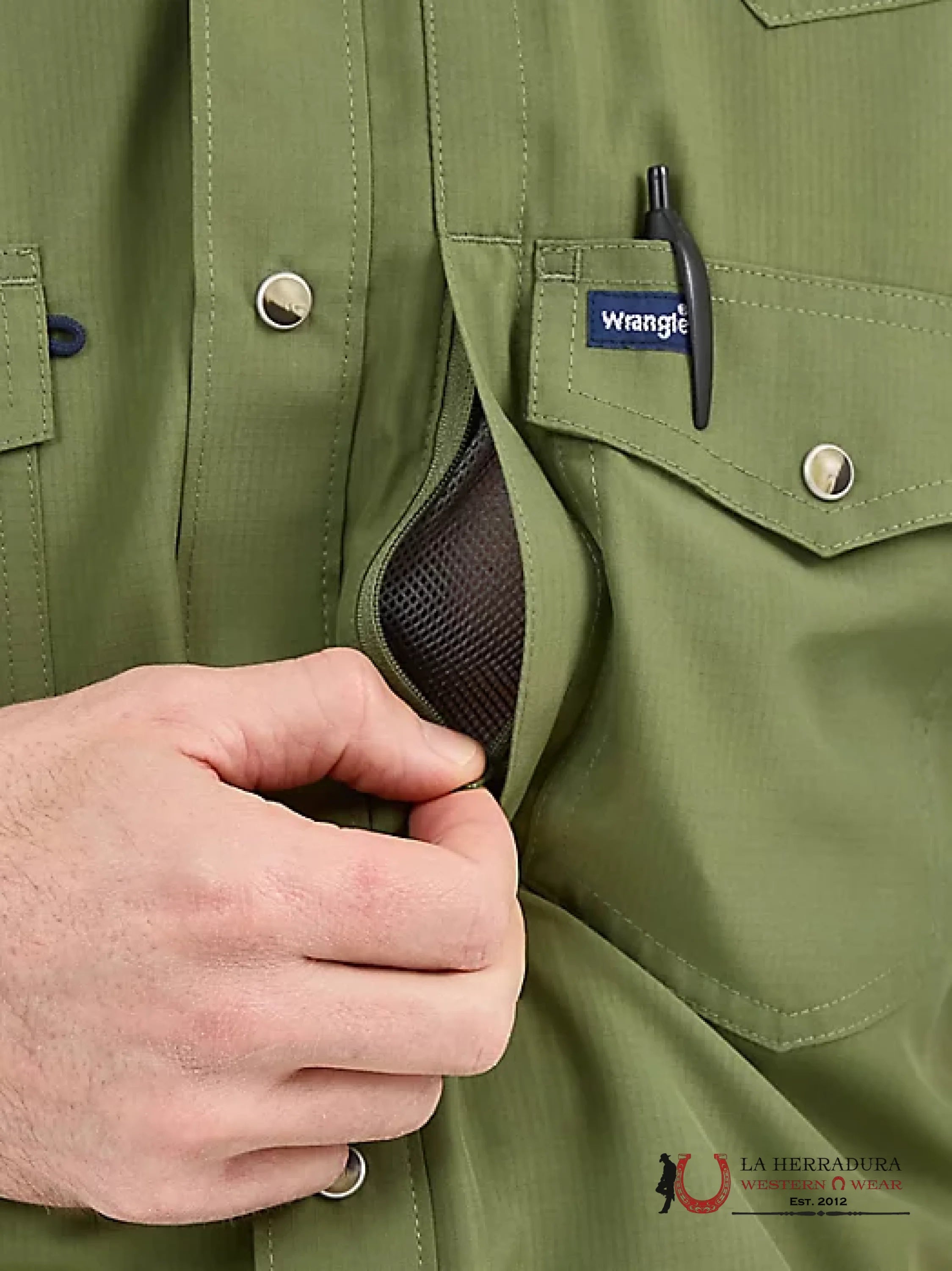 WRANGLER Forest Green Short Sleeve Shirt ROPA HOMBRES