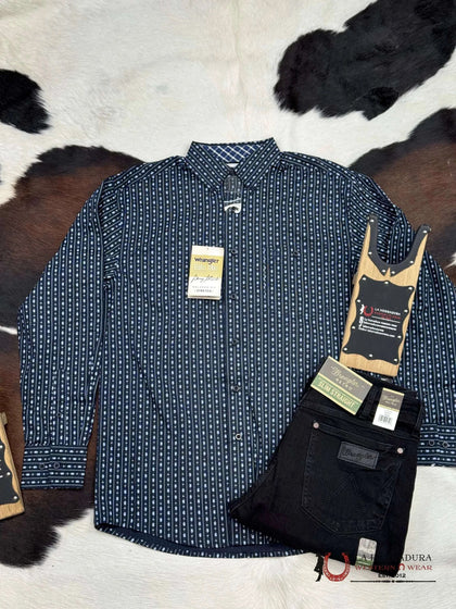 WRANGLER GEORGE STRAIT RELAXED FIR AZUL MANGA LARGA 112356594
