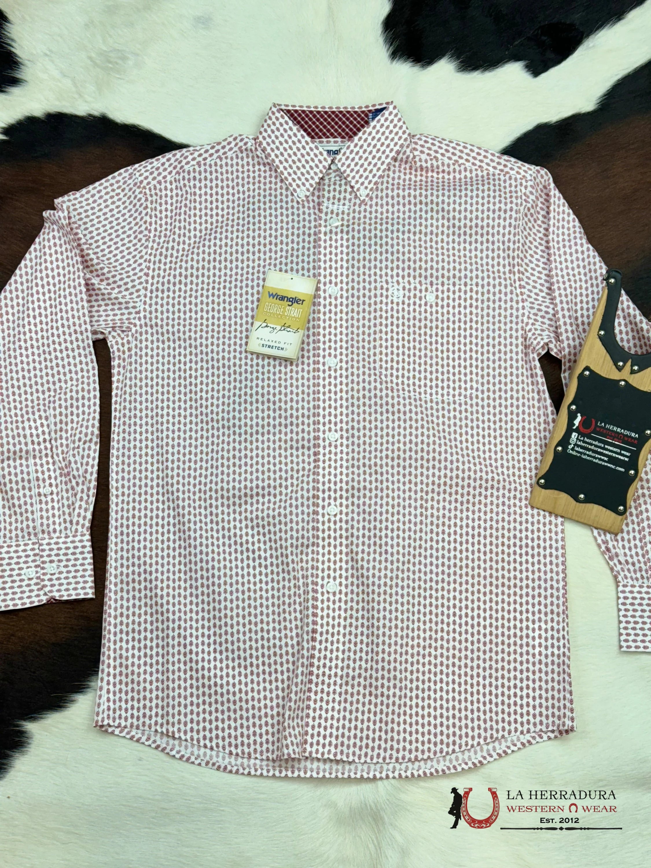 Wrangler George Satrait Relaxed Fir White/Red Long Sleeve 6600 Ropa Hombres