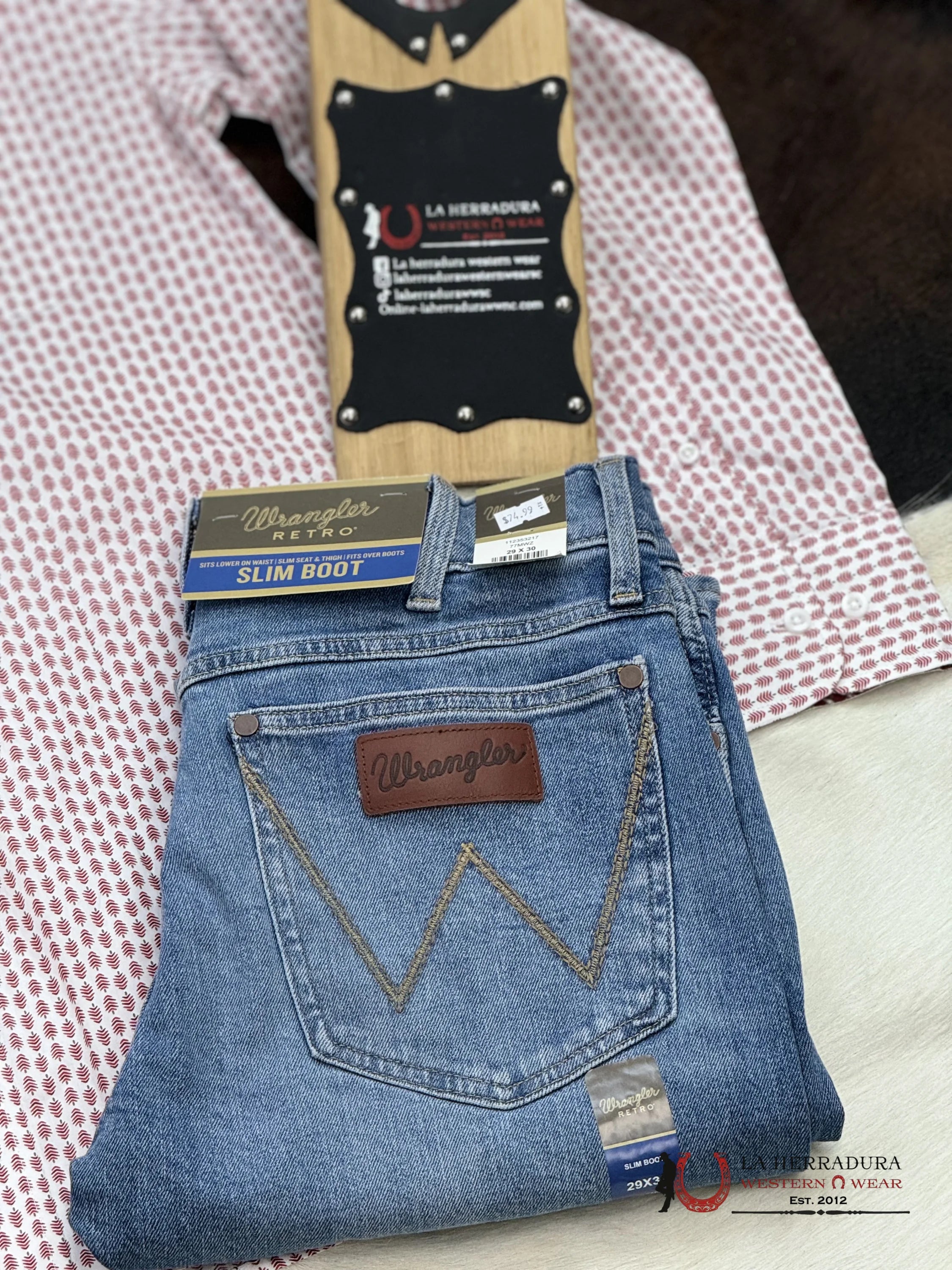 Wrangler George Satrait Relaxed Fir White/Red Long Sleeve 6600 Ropa Hombres