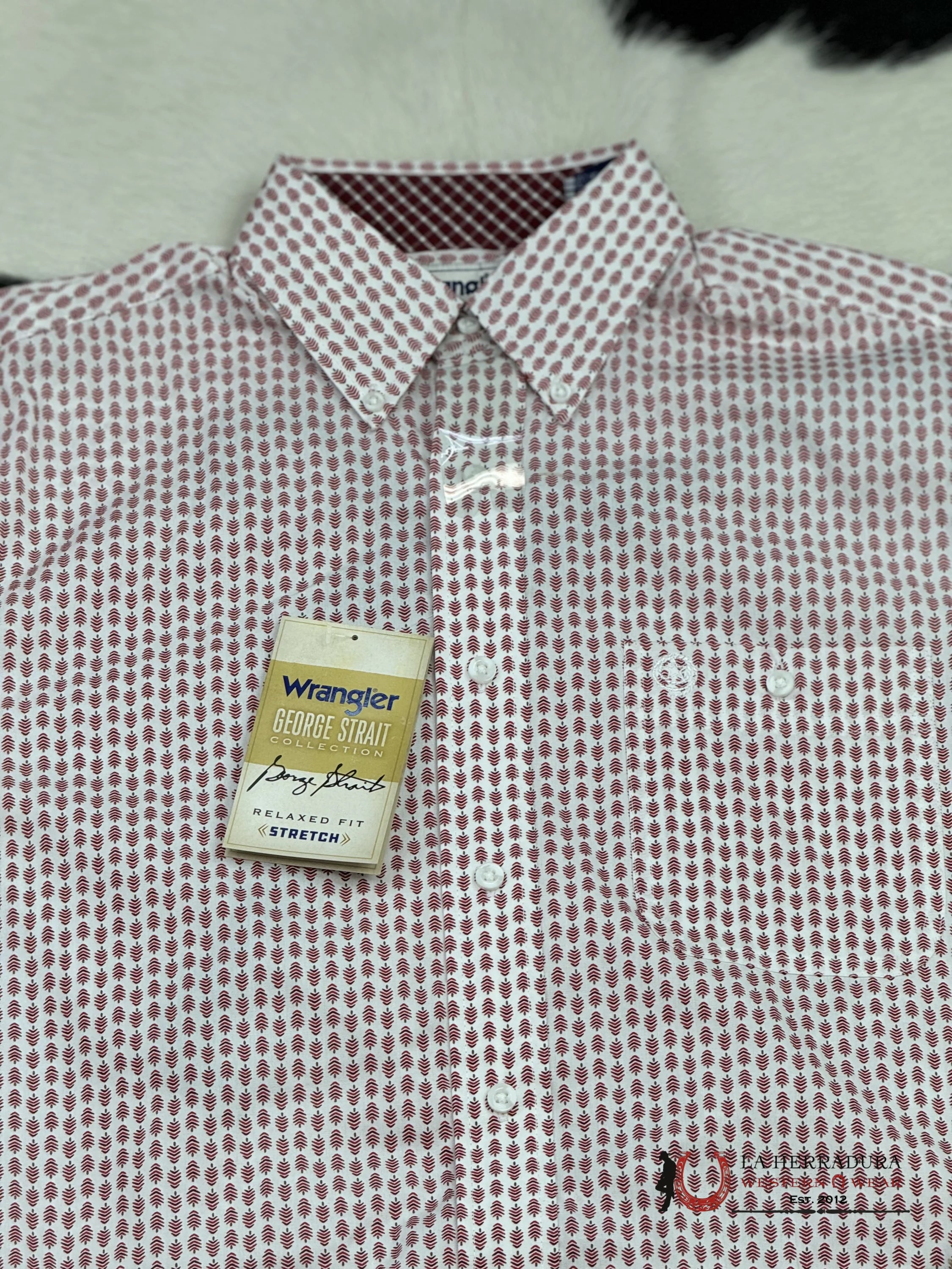 Wrangler George Satrait Relaxed Fir White/Red Long Sleeve 6600 Ropa Hombres