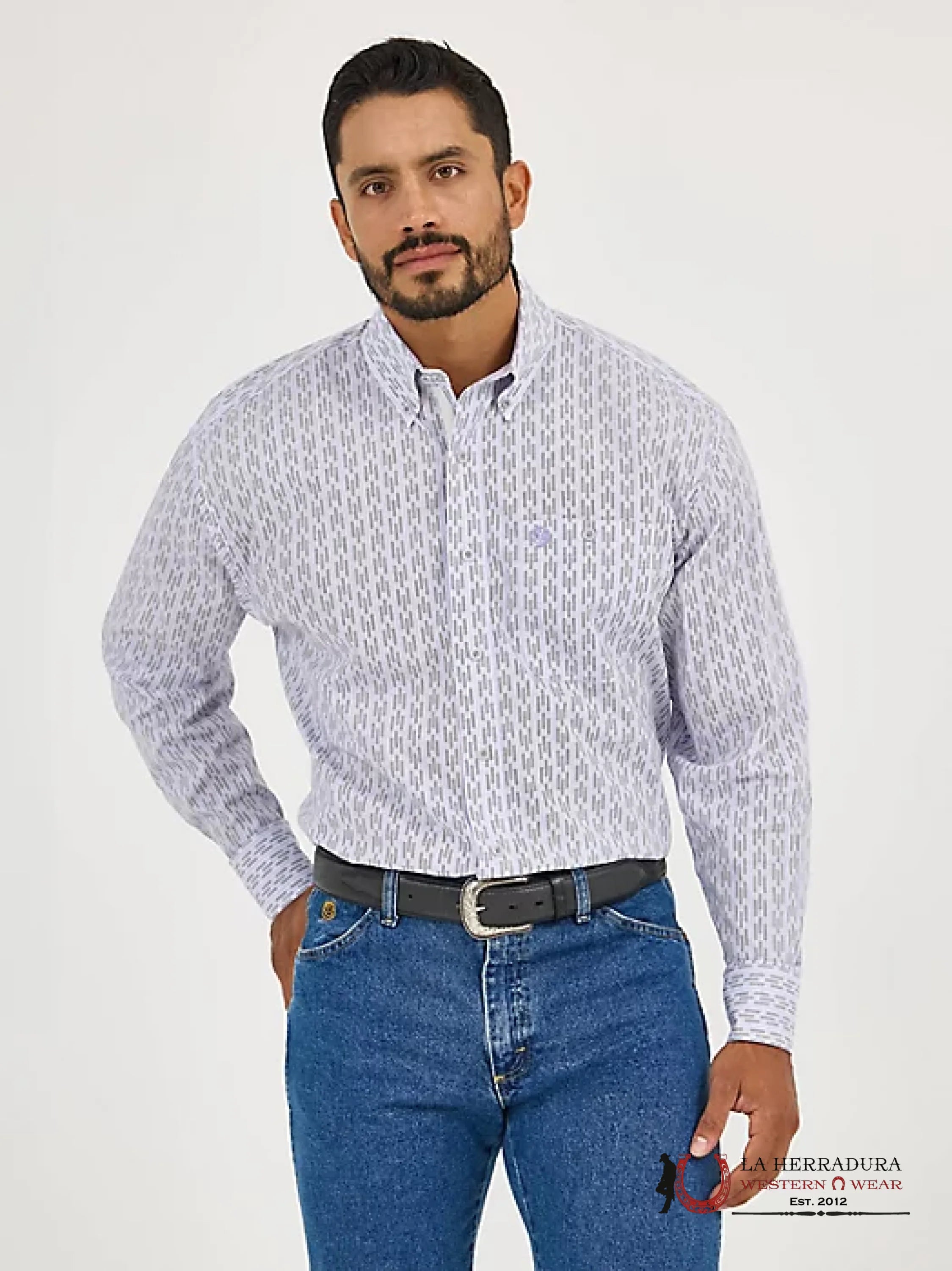 WRANGLER GEORGE STRAIT LONG SLEEVE BUTTON DOWN ONE POCKET SHIRT VIOLET FIT - 5400 ROPA HOMBRES