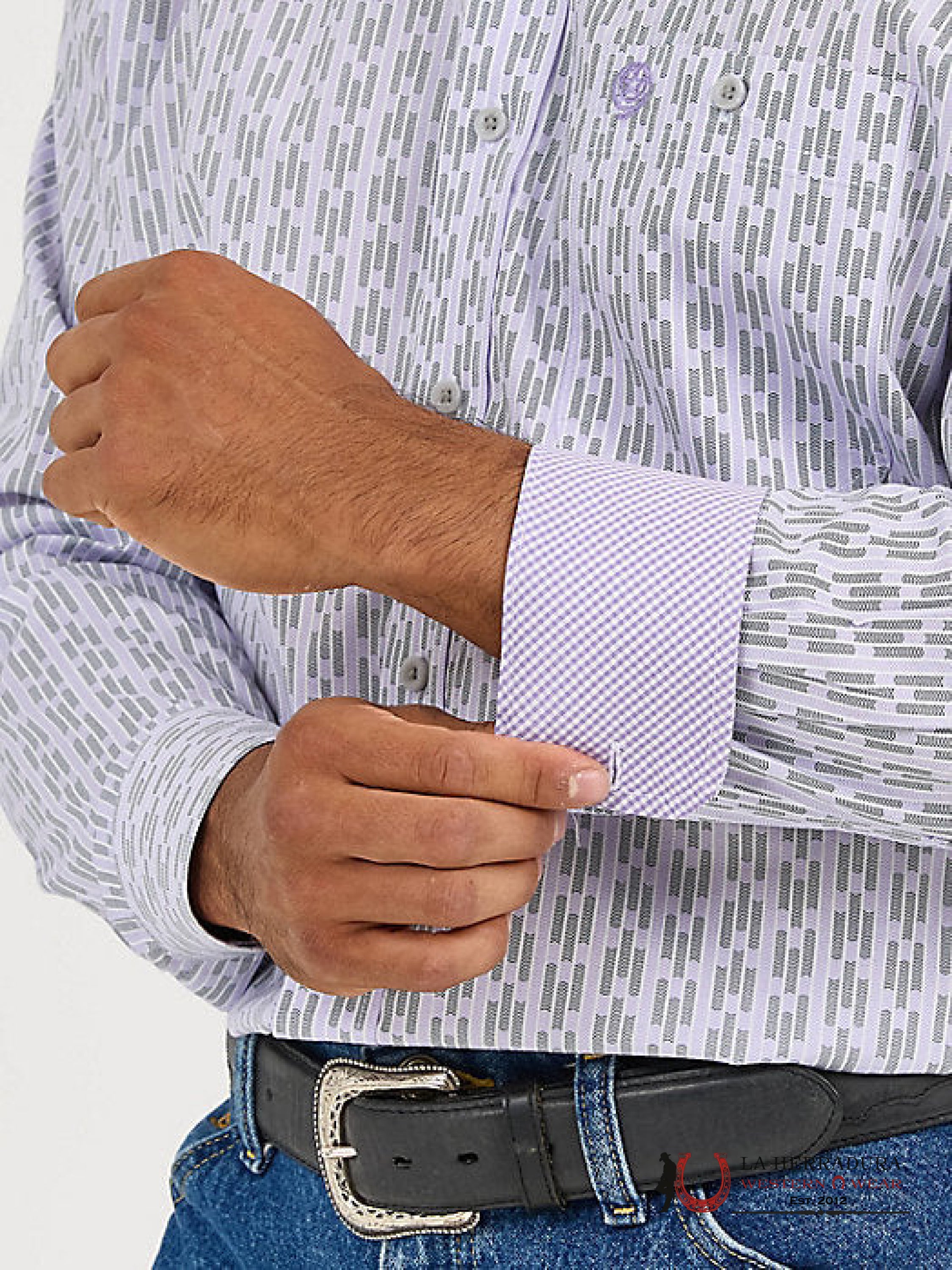 WRANGLER GEORGE STRAIT LONG SLEEVE BUTTON DOWN ONE POCKET SHIRT VIOLET FIT - 5400 ROPA HOMBRES