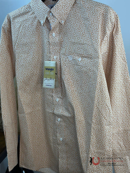 WRANGLER GEORGE STRAIT ORANGE FLOWER LONG SLEEVE SHIRT - 112352718