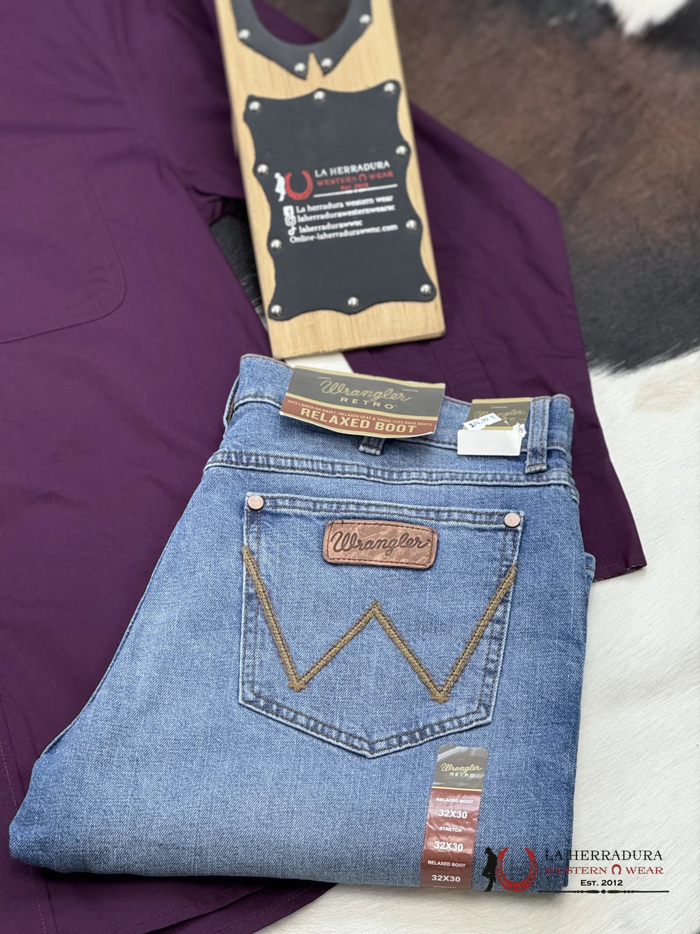 Wrangler George Strait Relaxed Fit Purple Long Sleeve 6611 Ropa Hombres