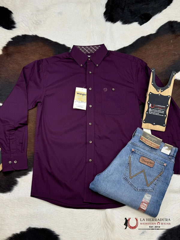 WRANGLER GEORGE STRAIT RELAXED FIT PURPLE LONG SLEEVE 112356611