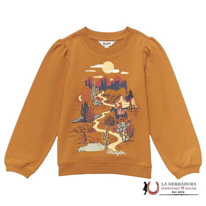Sudadera Wrangler de niña con manga globo, color marrón, 112353029